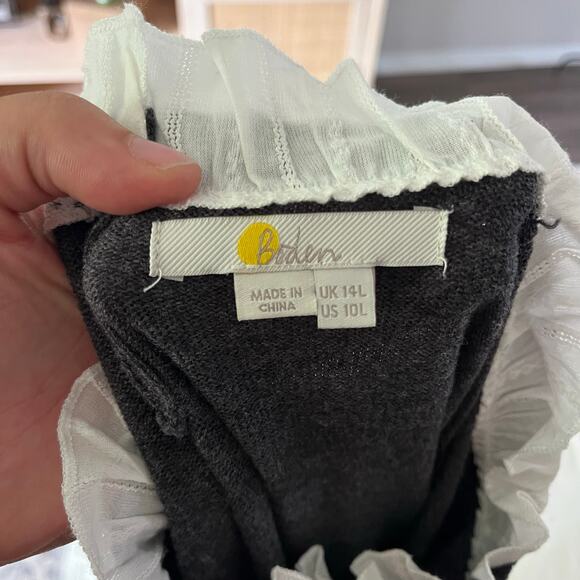 Boden Gray Wool Blend Layered Sweater Dress Sz 10 Long Length Preppy Work Office - Picture 8 of 8